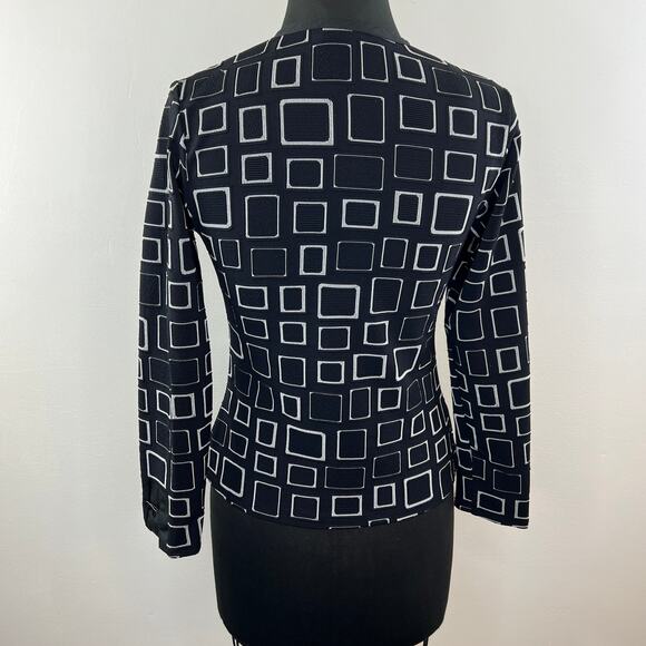 Vintage Rayure Black White Geometric Clip Closure Cardigan Jacket 40 S FRANCE - Picture 6 of 9